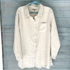Flax linen button down shirt in natural color